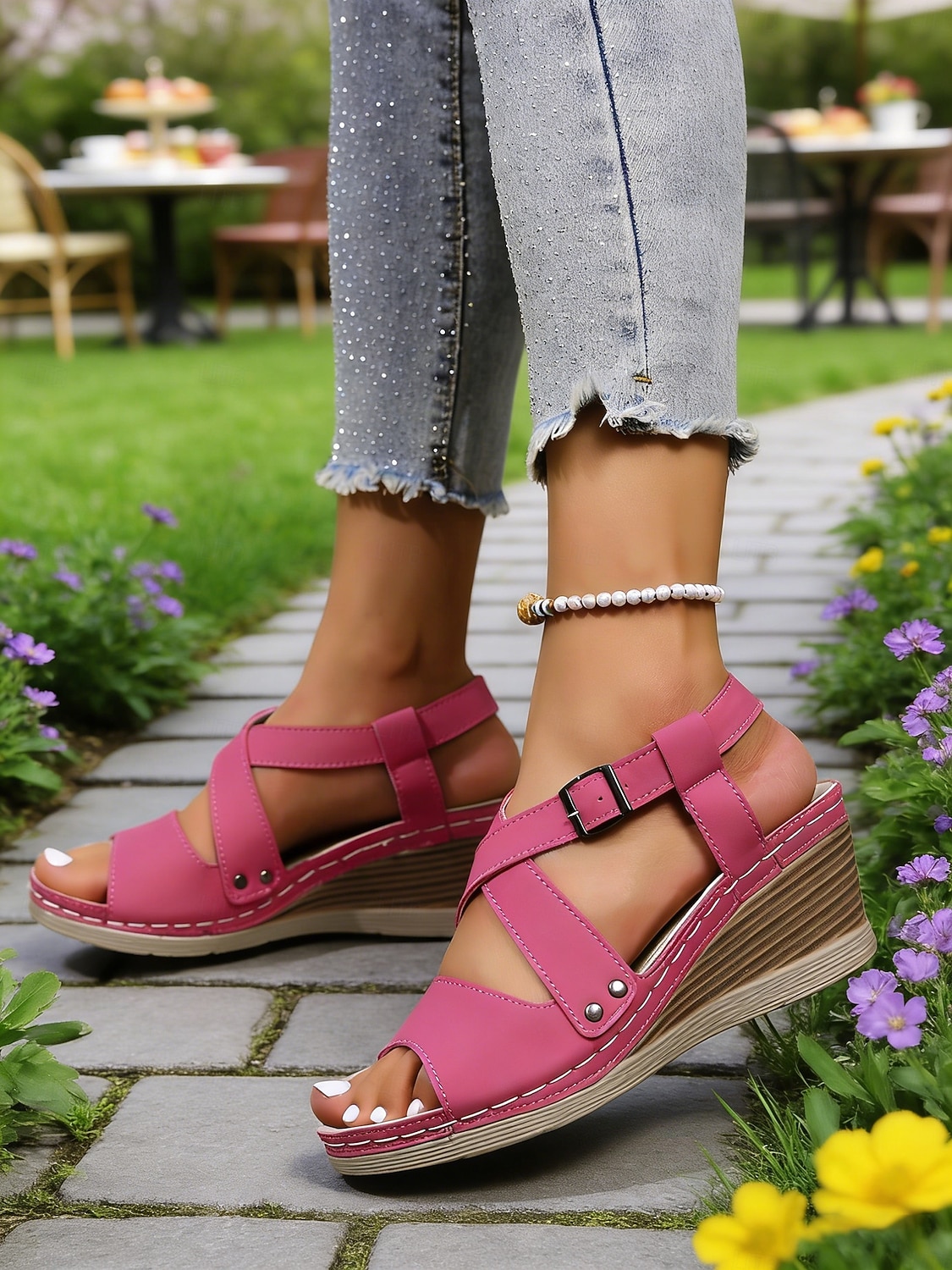 damerosa kilehælsandaler – justerbar stropp, støttende platåsko for turgåing, hageturer, reiser og daglig bruk 2026 - $26.99 –P5