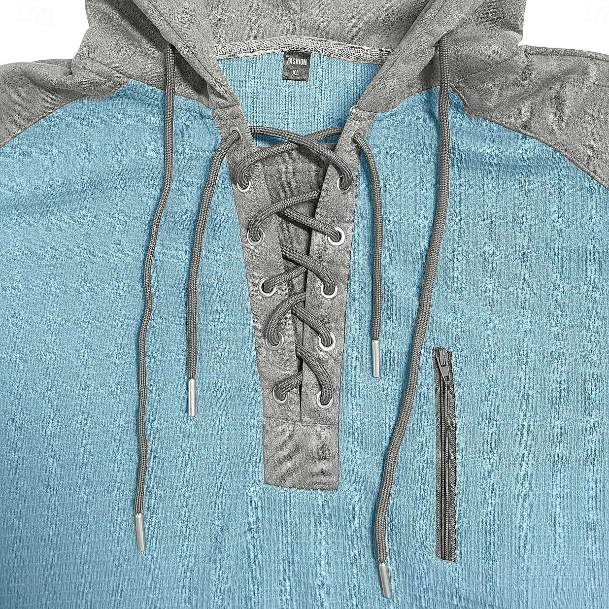 Men's Waffle T-shirt T Shirt Waffle Henley Shirt Long Sleeve Hooded Lace Up Neck Fall Solid Color Textured Traditional / Vintage Drawstring Casual Home Outdoor Light Blue Wine Black Top Tee for Men 2026 - $24.99 –P3