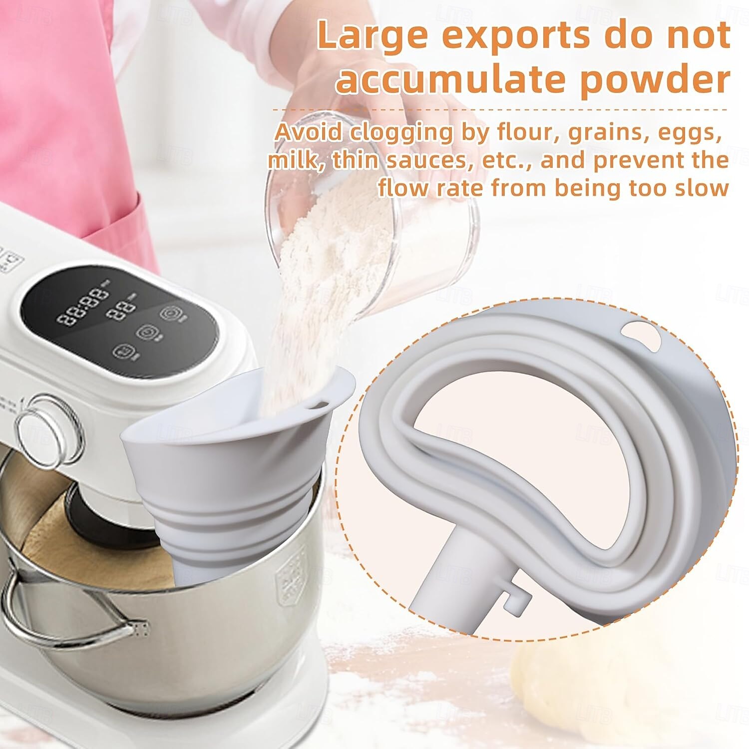 1 Pcs Mess-Free Flour Funnel for Kitchen Aid Mixer, Food-Grade Silicone Funnel, Stand Mixer Attachment for 4.5–5 Qt Tilt-Head Models, Dishwasher Safety 2026 - $22.99 –P4