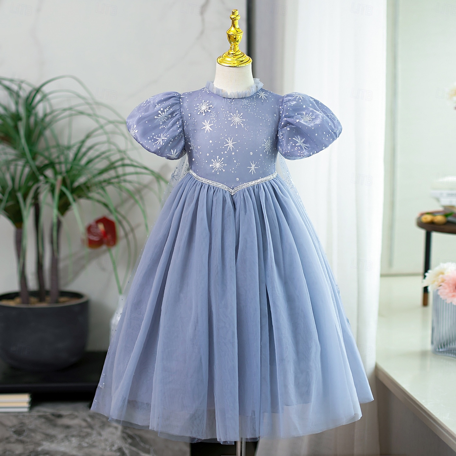 Buchwoche 2026, Mädchenkleid, einfarbig, Kurzarm, lässig, festlich, modisch, süß, Polyester, Sommer, ab 4 Jahren, hellgrau 2026 - $58.99 –P4