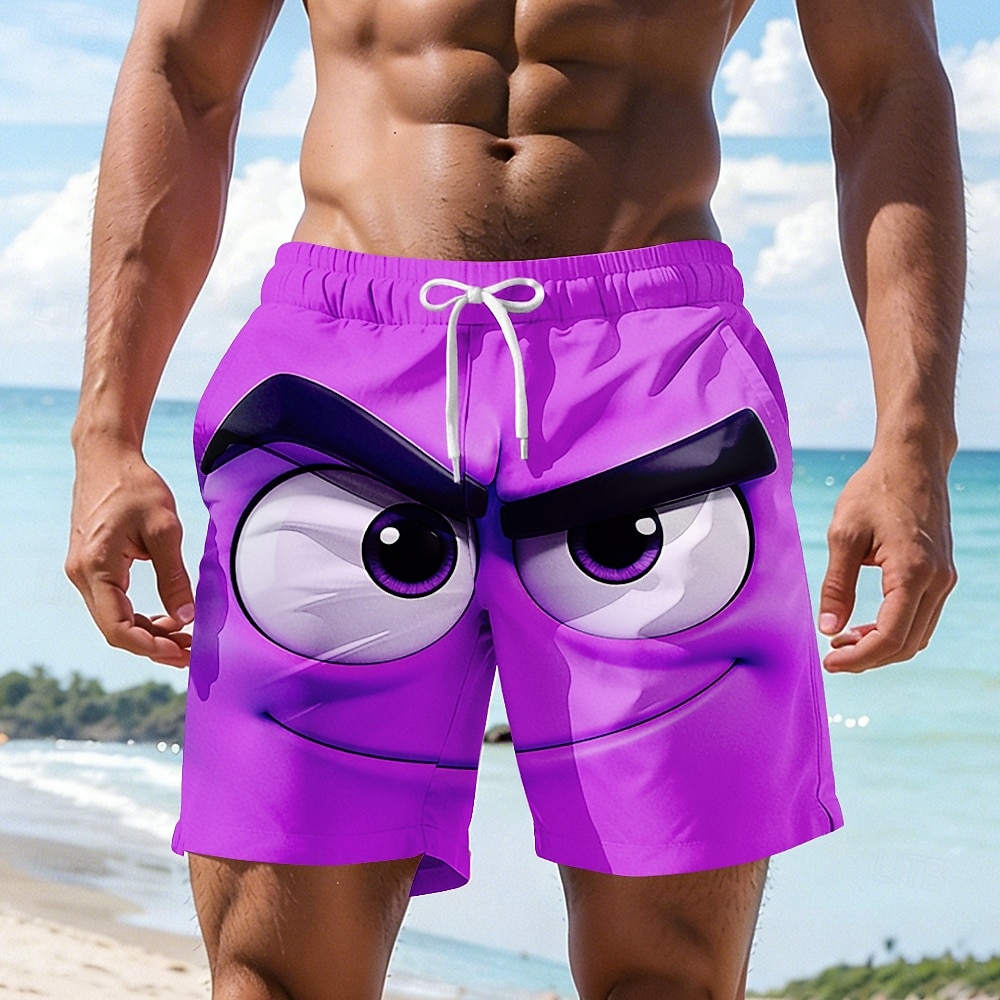 Per uomo Illusione ottica Fantasia "Cartone 3D" Faccia Sorridente Costumi da bagno Pantaloncini da mare Pantaloncini da Surf Misura del girovita medio Hawaiano Divertente Vacanza al Mare Tasche del 2026 a $20.99 –P4