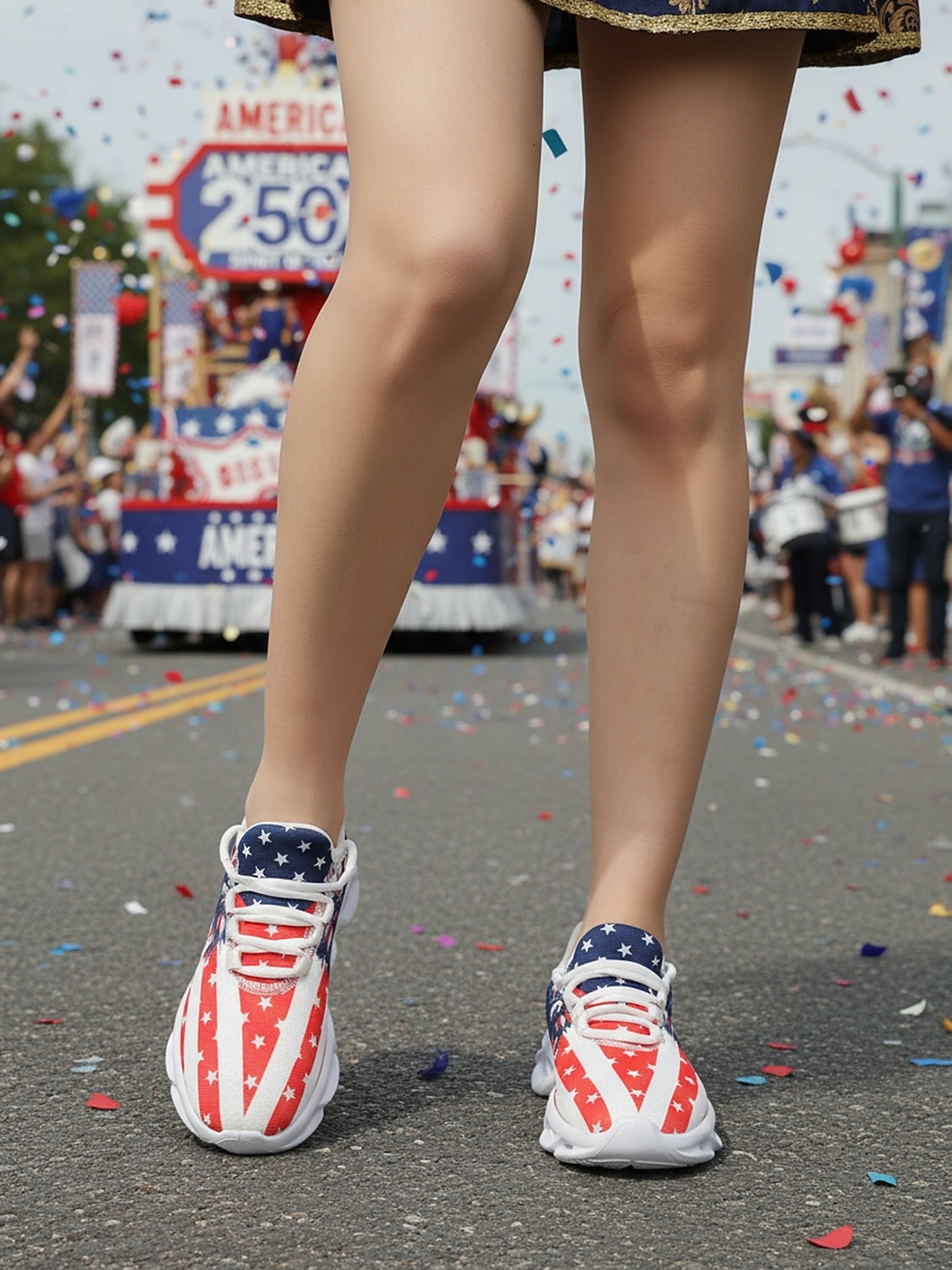 Tenisówki damskie z wydrukiem flagi USA i orła na 250-lecie Stanów Zjednoczonych z motywem fajerwerków patriotyczne buty na Dzień Niepodległości parady festiwale wydarzenia sportowe i codzienne 2026 - $32.99 –P7