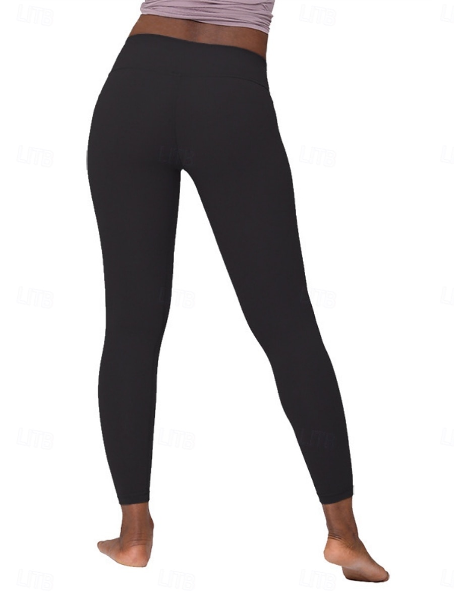 Per donna Chinos Leggings Attivo Streetwear Casual Lunghezza intera Vita media Tinta unica Fascia Elastica Confortevole Elasticizzato Quotidiano All'aperto Palestra Rosso violaceo Nero Blu marino del 2026 a $12.99 –P5