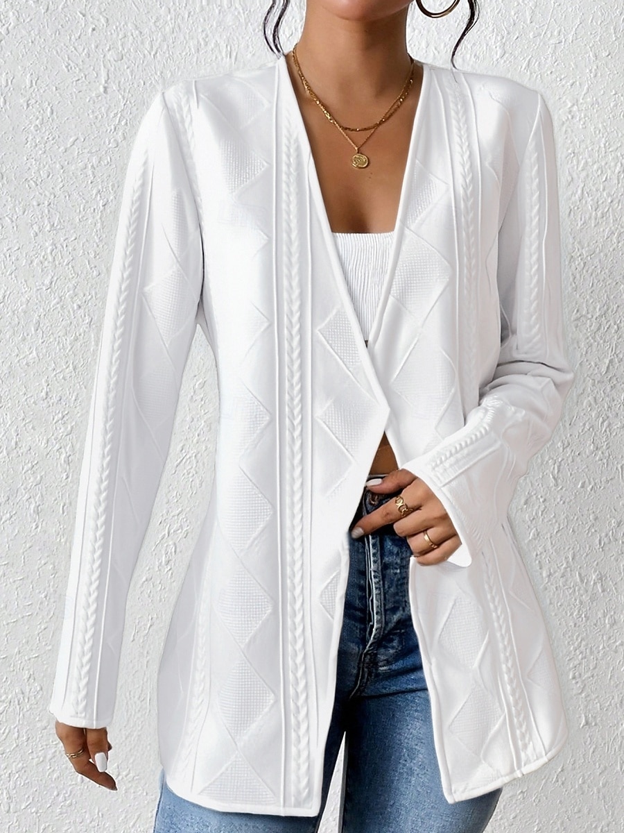 Femmes Blazer Veste Décontractée Confortable Jacquard Front ouvert Élégant Mode Occasionnel Couleur Unie Occasionnel Soirée Rue Tenue quotidienne Régulier Col en V Coupe régulière manche longue de 2026 ? $39.99 –P3