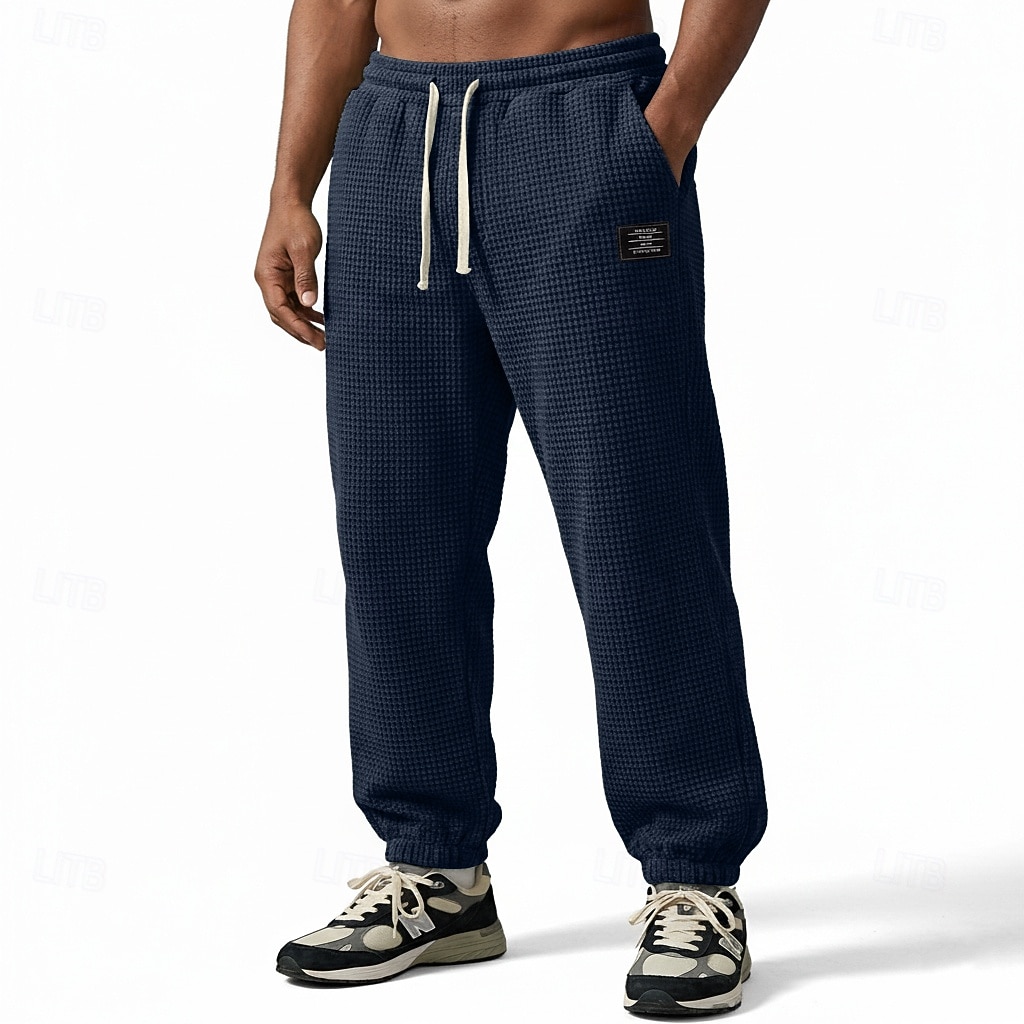 Herr Våffelstruktur Joggare Långbyxor Casual byxor Våffelbyxor Snörning Ensfärgat Komfort Fullängd Ledigt Dagligen Utomhus Semester Mode Svart Armégrön Elastisk 2026 - $24.99 –P12