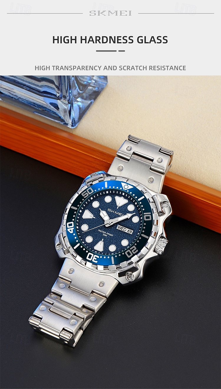 SKMEI Men Quartz Watch Minimalist Large Dial Fashion Business Luminous Calendar Waterproof Decoration Steel Watch 2026 - $36.99 –P8
