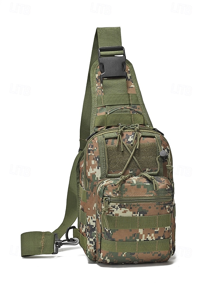 Herrkamouflage nylon axelremsväska bröstväska – flera fickor, stor kapacitet, hållbar design för utomhussporter, vandring, camping och resor 2026 - $18.99 –P13