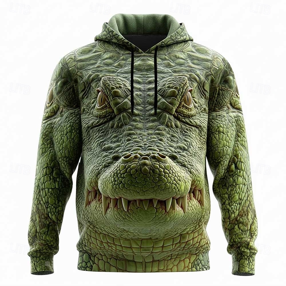Per uomo Coccodrillo Felpa con Cappuccio Felpa Cool Festa Manica Lunga Girocollo Abbigliamento casual alla moda Club Verde 2# Verde 3# Verde 4# Verde Coulisse Autunno Inverno progettista S M L XL XXL del 2026 a $28.99 –P4
