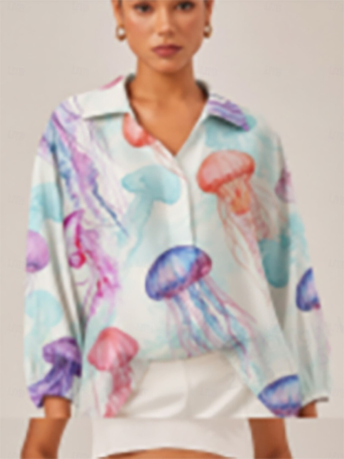 eteerinen meduusa-ajelehtiva silkkinen satiinipaita 2026 - E£3957.01 –P1