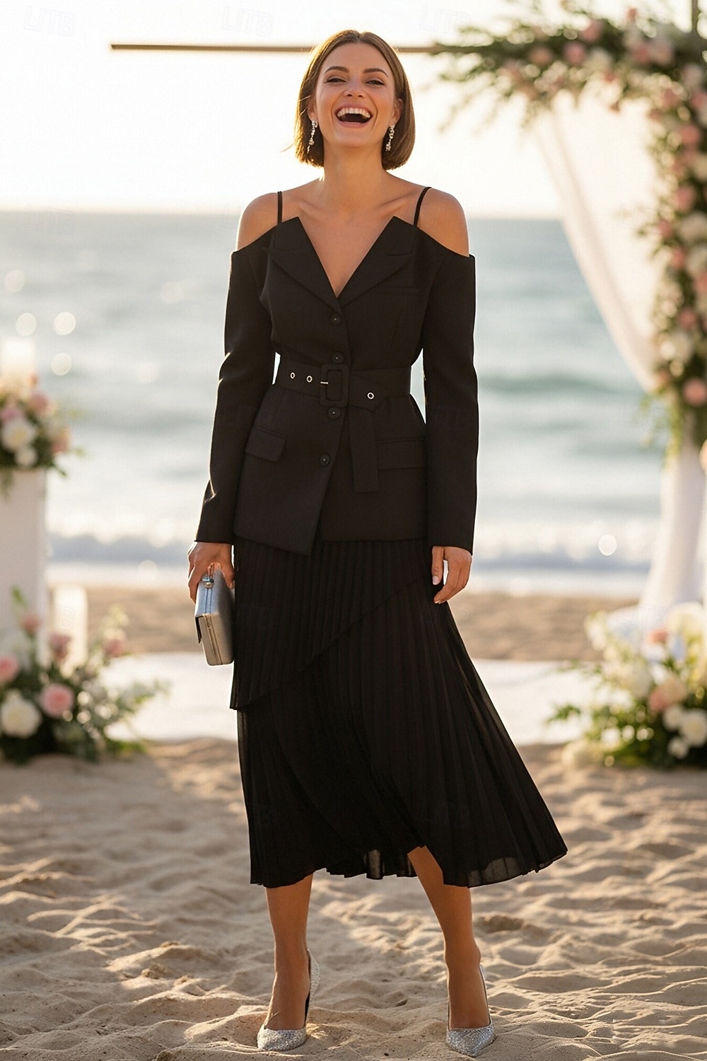 Two Piece A-Line Ankle Length Wedding Guest Dress Wedding Guest Dresses Elegant Daily Long Sleeve Spaghetti Strap Garden Party Wedding Guest with Strappy 2026 - $126.99 –P3