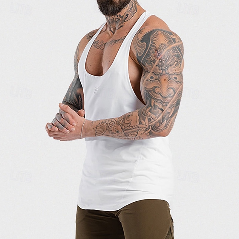Herren Einfarbig Workout-Tanktop Lauf-Tanktop Fitness-Tanktop Sommer Ärmellos Schnelltrocknend Kompression Feuchtigkeitsableitend Fitnesstraining Aktives Training Übung Schwarz Weiß Rote 2026 - $21.99 –P11
