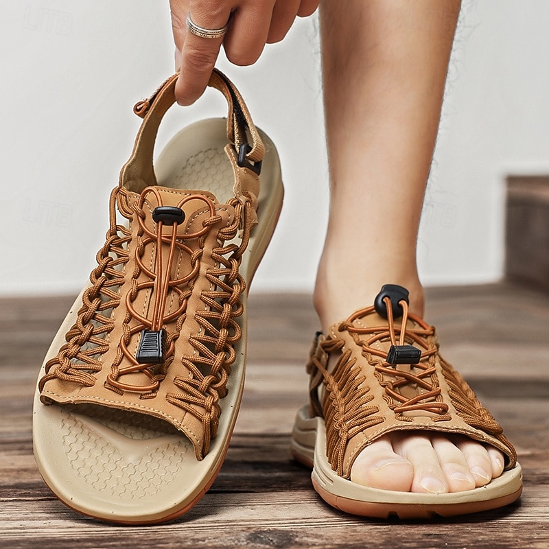 sandali da uomo color cuoio con cinturini regolabili, traspiranti e comodi, ideali per attività estive all'aperto e vacanze del 2026 a $46.99 –P13