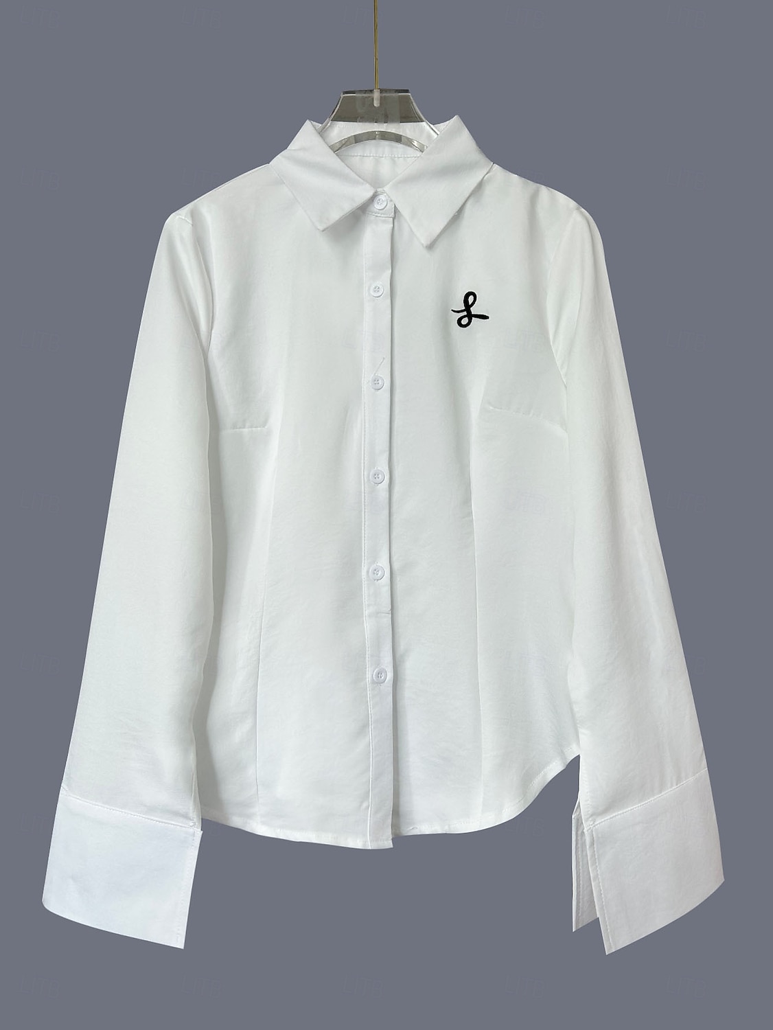 Mulheres Saia camisa de botão Blusa Bordado Botões Côr Sólida Elegante à moda Casual Manga Longa Aberto para a Lateral Tops regulares Diário Trabalho Feriado Branco Verão Primavera Outono de 2026 por $28.99 –P6
