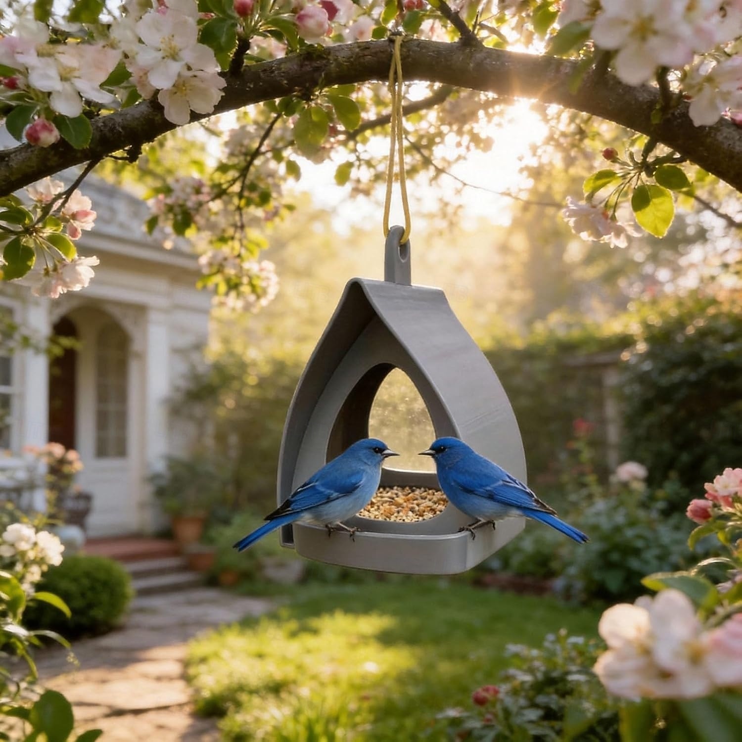 Κρεμαστή ταΐστρα πουλιών για κήπο με στέγη, πλαστική κρεμαστή ταΐστρα πουλιών, διακοσμητικός σταθμός ανοιχτού σχεδιασμού, ταΐστρες πουλιών για εξωτερικούς χώρους, ιδανικές για αυλή, αίθριο, κήπο και 2026 - $16.99 –P3
