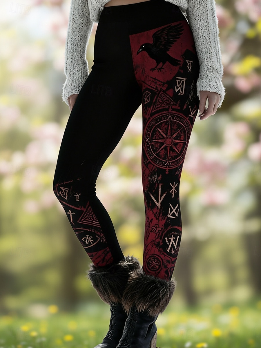 Damen Leggings Gemütliche Leggings Urlaub Vintage Ethno-Stil Volle Länge Hohe Taille Grafik Drucken Bequem Dehnbar Lässig Täglich Urlaub Schwarz Frühling Schmaler Schnitt 2026 - $20.99 –P1