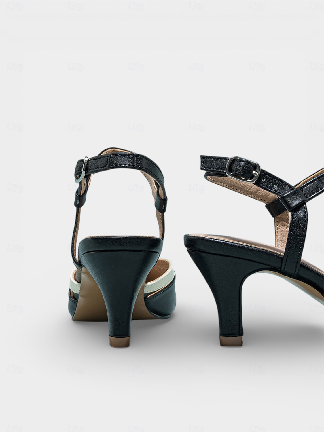 Schwarze und weiße Slingback-Pumps mit Farbblock-Design – elegante Pumps mit spitzer Zehenpartie und verstellbarem Riemen für Büro und Alltag 2026 - $46.99 –P9