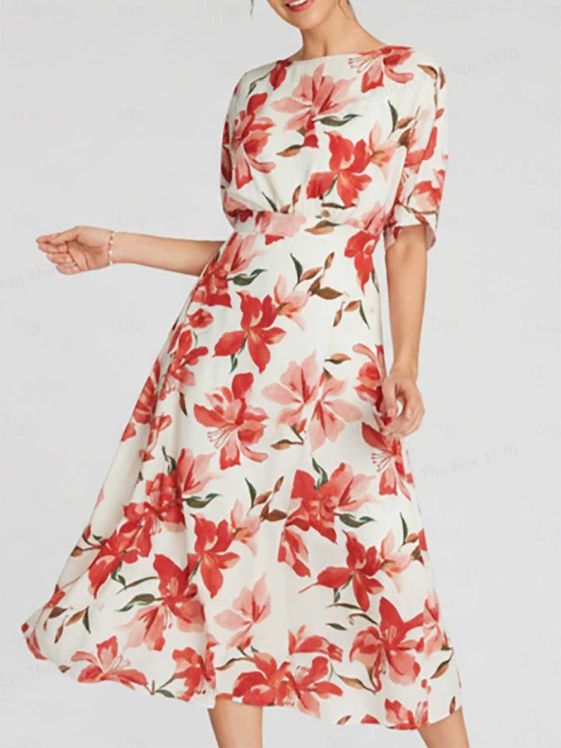 Maxi šaty s jarními květy, splývavým šifonem a stahujícím pasem 2026 - $102.99 –P1