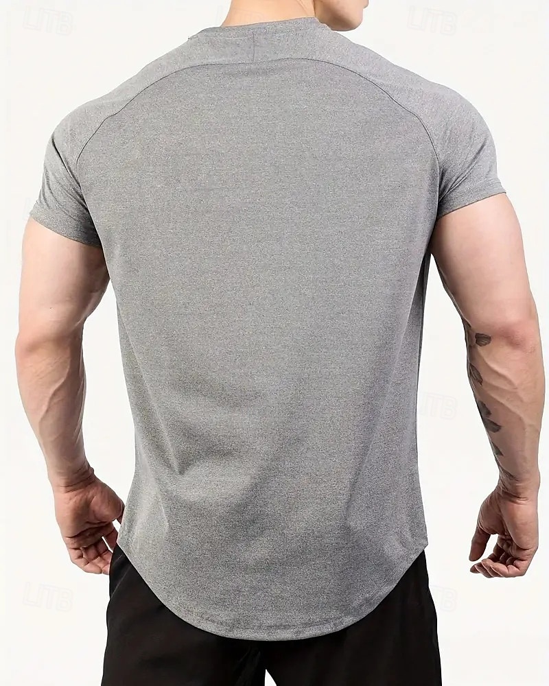 Ανδρικά Μονόχρωμο Tricou de Alergat Μπλούζα συμπίεσης Καλοκαίρι Άνοιξη Φθινόπωρο Κοντομάνικο Γρήγορο Στέγνωμα Συμπίεση Ύγρανση Γυμναστήριο προπόνηση Ενεργή εκπαίδευση Ασκηση Θαλασσί Μαύρο Μπεζ 2026 - $20.99 –P10