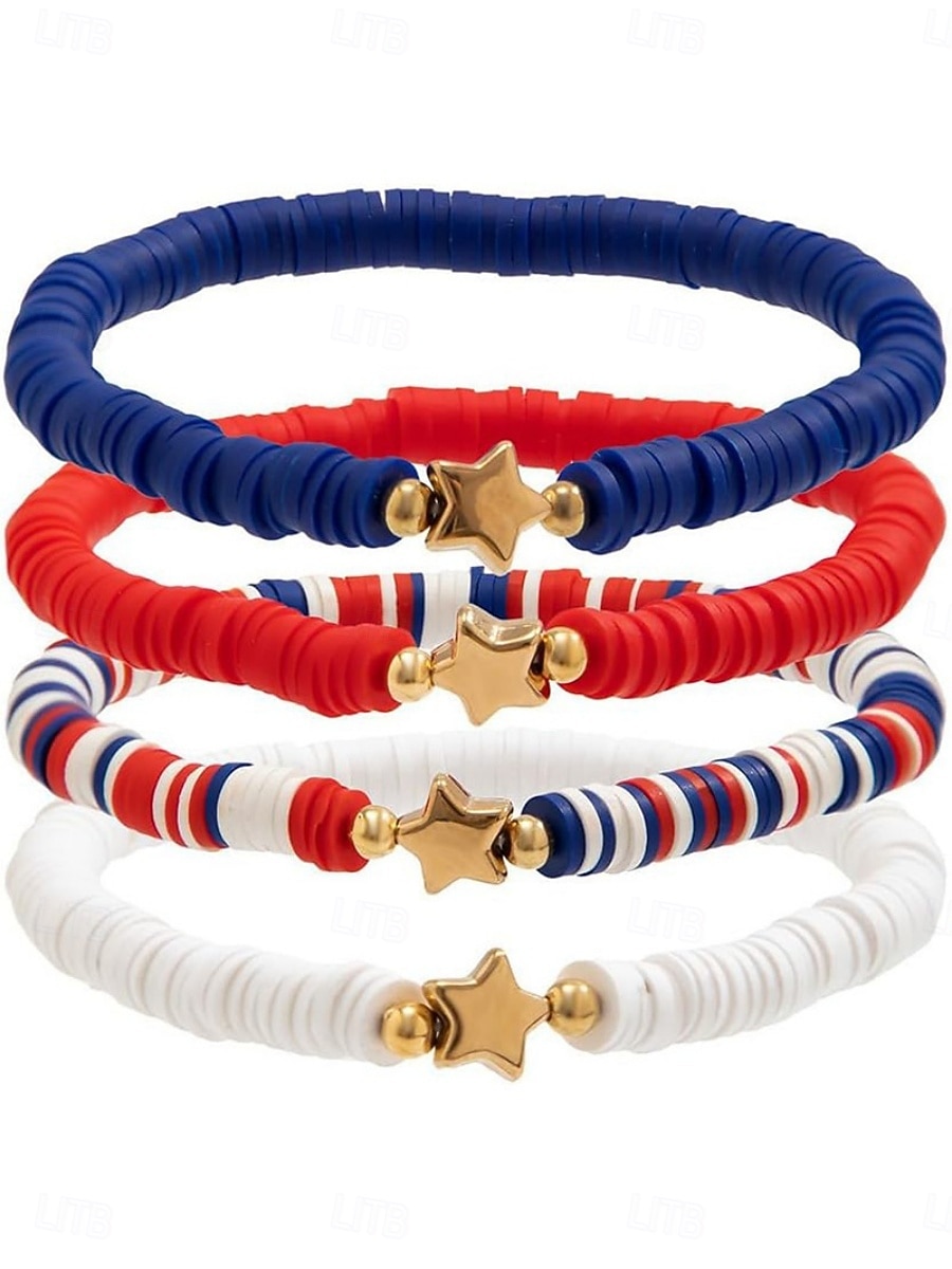 Con perline Stravagante Lettere dell'alfabeto Moda Personalizzato Ceramica Gioielli braccialetto Blu / Rosso Per Quotidiano Regalo Ferie del 2026 a $11.49 –P1