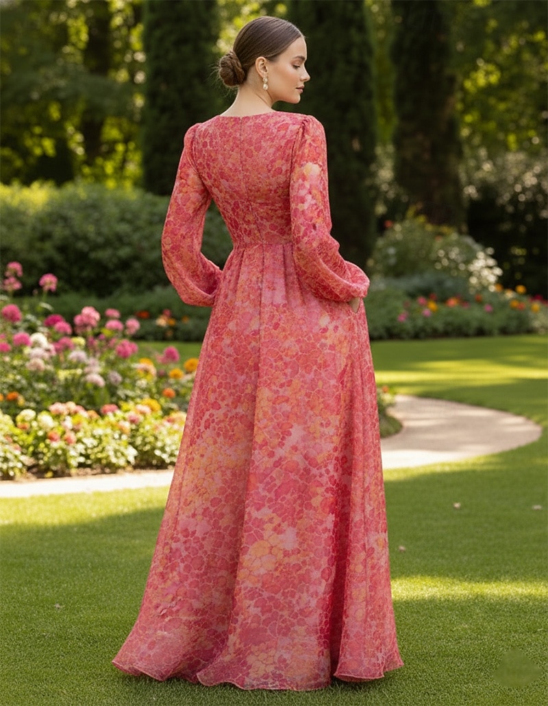 Krój A Sięgająca podłoża Suknia formalna Elegancja Bez rękawów W serek Impreza w ogrodzie Ślub Kieszonki Organza z Plisy Rozcięciem Nadruk 2026 - $205.89 –P3
