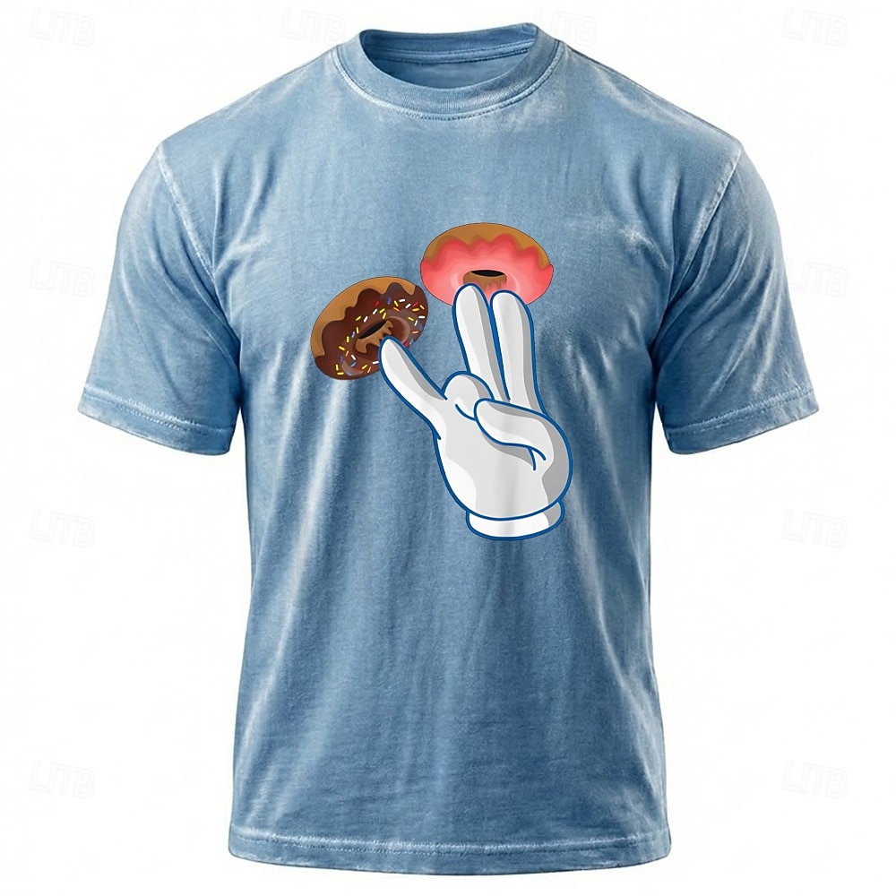 Funny Adult Humor Donut Hand Sign Graphic T Shirt Washed Cotton Blend Grey Retro Men Unisex Streetwear Short Sleeve Tee Clothing Apparel S M L XL XXL XXXL 2026 - $21.99 –P2