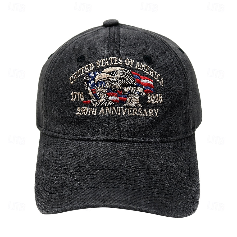 Baseballcapen Frihetsgudinnen Amerikansk flagg Frihetsklokken Retro / vintage Arv Patriotisk 1776–2026 til Unisex Voksne Broderi for Uavhengighetsdag 4. juli utendørs Fritid / hverdag Parade 2026 - $20.99 –P1