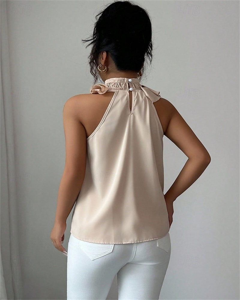 Per donna Top estivi Blusa Top Eleganti Arricciato Volant Patchwork Tinta unica Semplice Elegante Vintage Carino Senza Maniche All'americana Top Regolari Quotidiano Lavoro Ferie Nero Rosso Marrone del 2026 a $28.99 –P8