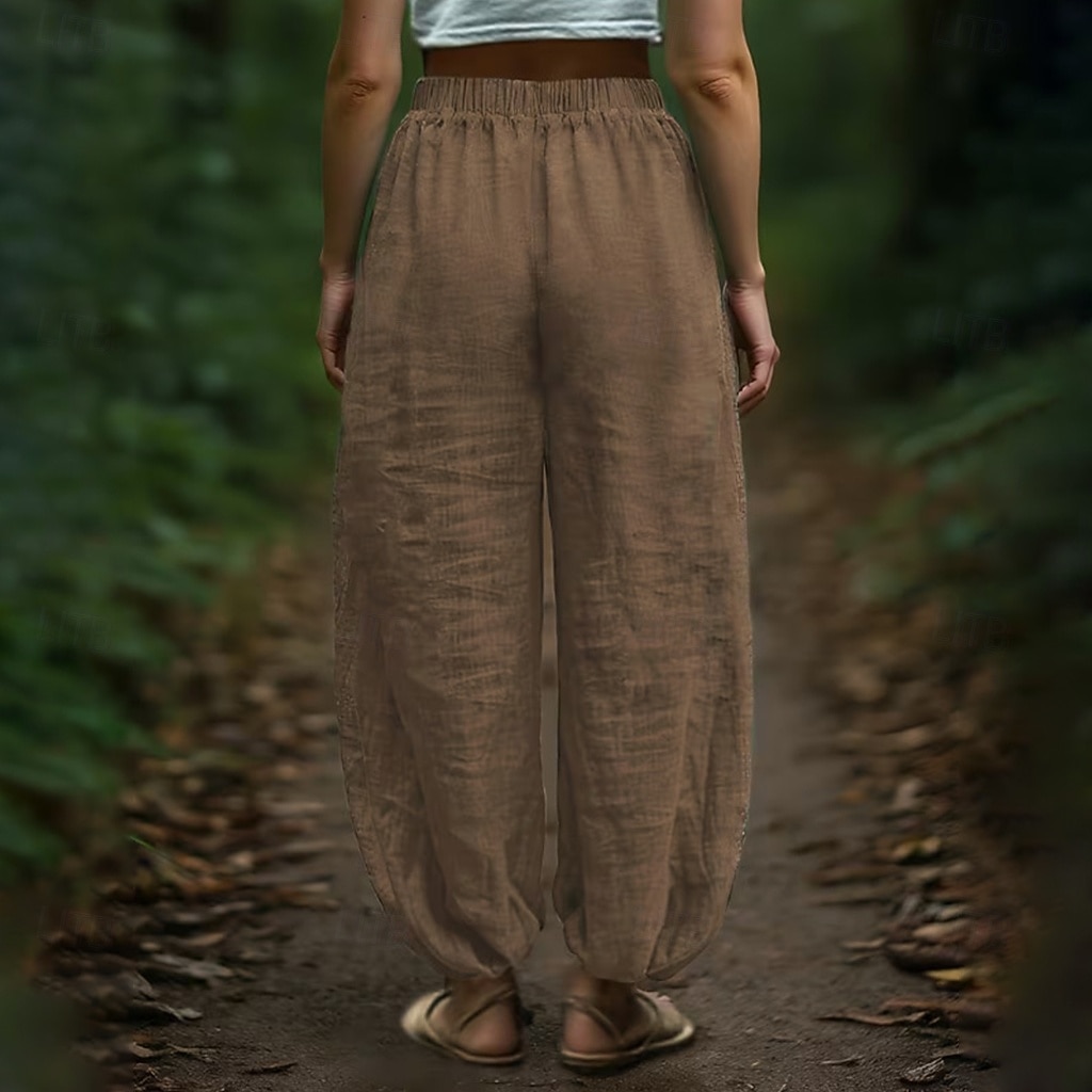 Women's Trousers Summer Pants Baggy Pants Vacation Fashion Casual Daily Full Length Mid Waist Solid Color Plain Drawstring Pocket Wide Leg Comfort Quick Dry Soft Inelastic Streetwear Beach Holiday 2026 - $25.99 –P5