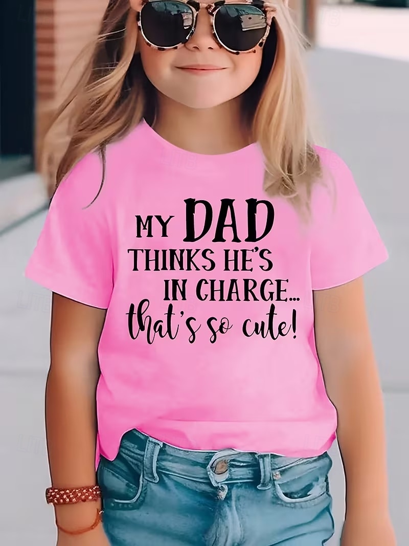 Mädchen 3D Grafik Buchstabe T-Shirt Kurzarm 3D-Druck Sommer Frühling Sport Mode Streetwear Kinder 4-12 Jahre Rundhalsausschnitt Lässig Täglich Outdoor Normale Passform 2026 - $13.99 –P4