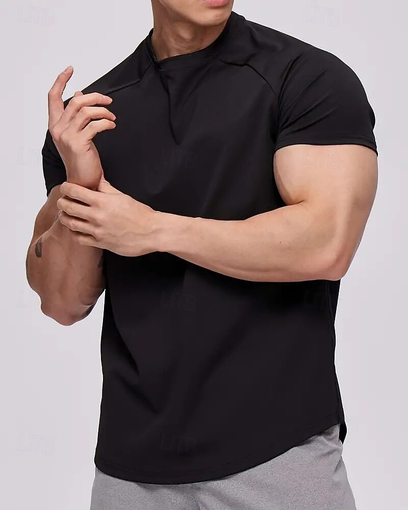 Ανδρικά Μονόχρωμο Tricou de Alergat Μπλούζα συμπίεσης Καλοκαίρι Άνοιξη Φθινόπωρο Κοντομάνικο Γρήγορο Στέγνωμα Συμπίεση Ύγρανση Γυμναστήριο προπόνηση Ενεργή εκπαίδευση Ασκηση Θαλασσί Μαύρο Μπεζ 2026 - $20.99 –P4