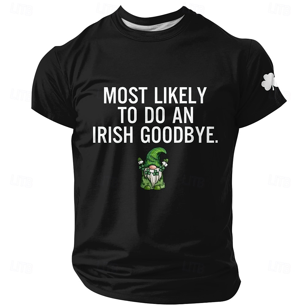 St. Patrick Men's Shamrock Irish T Shirt Short Sleeve T shirt 3D Print Crew Neck Shirt Designer Casual Club Party Holiday Black Light Green Dark Green Summer Spring Clothing Apparel S M L XL 2026 - $19.99 –P4