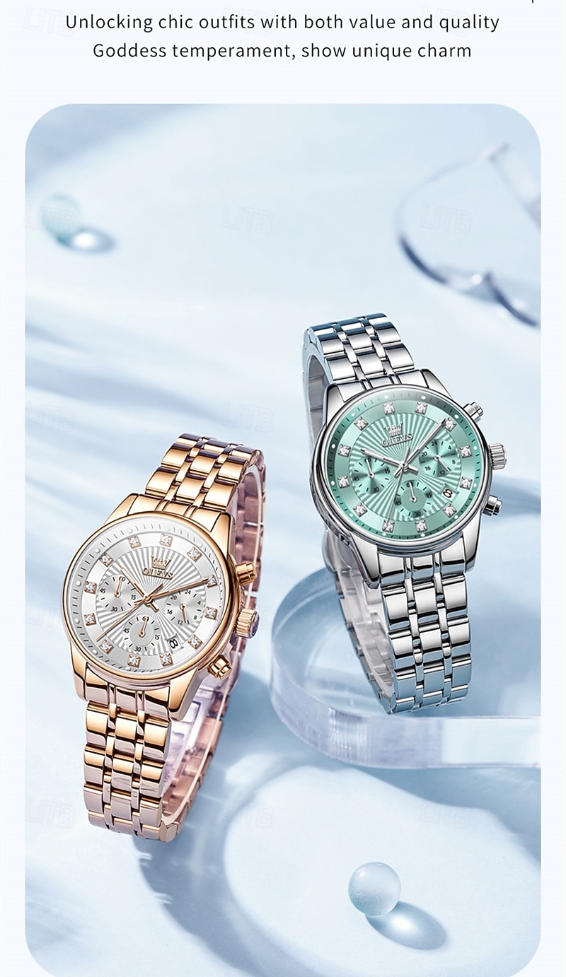 Cadeau de la fête des mères OLEVS montre-bracelet pour femmes calendrier lumineux décontracté montre en acier inoxydable de 2026 ? $41.99 –P5