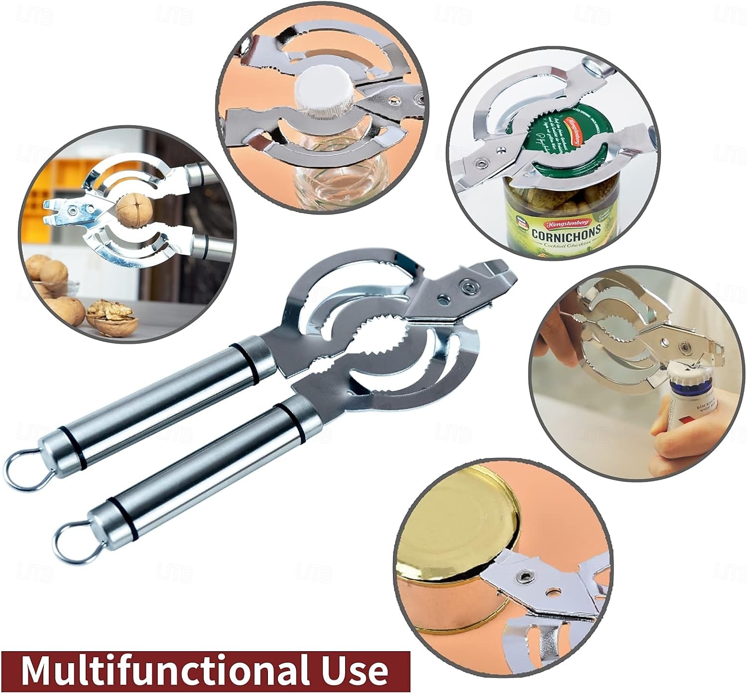 burköppnare, multifunktionell burköppnare för svaga händer, burköppnare med lock i rostfritt stål, ölflasköppnare för seniorer med artrit 2026 - $13.99 –P3