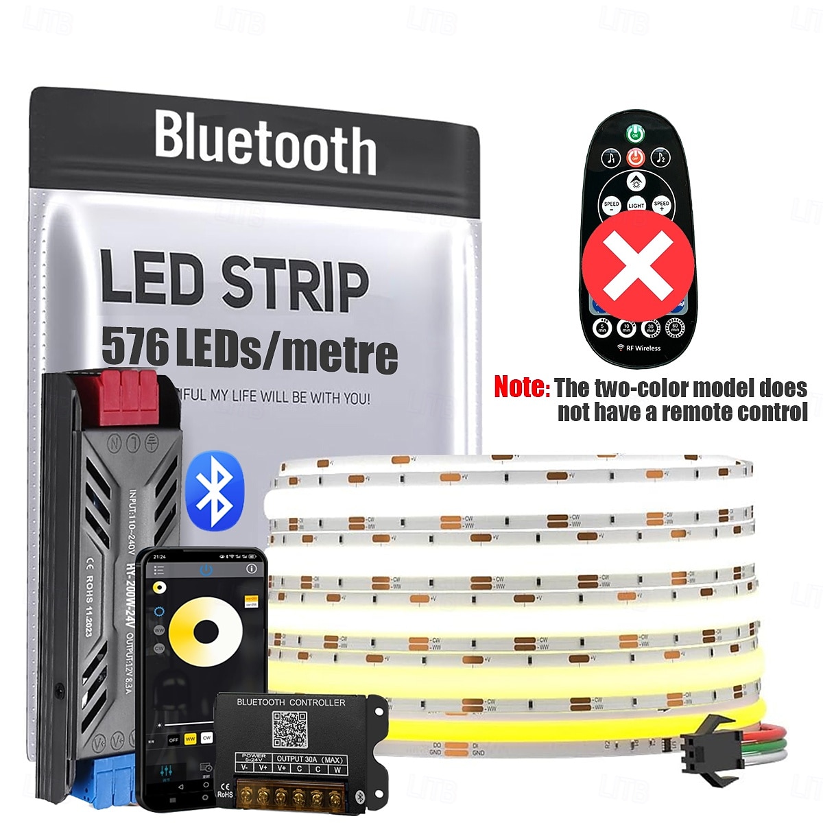 COB LED Intelligent Strip Lights Timing Music Synchronization RF Remote and AppDimmable Bright 16.4-65ft 3000-6500K  COB LED Light Strip for Bedroom Living Room TV Cabinet Optional Switching Power 2026 - $39.99 –P1