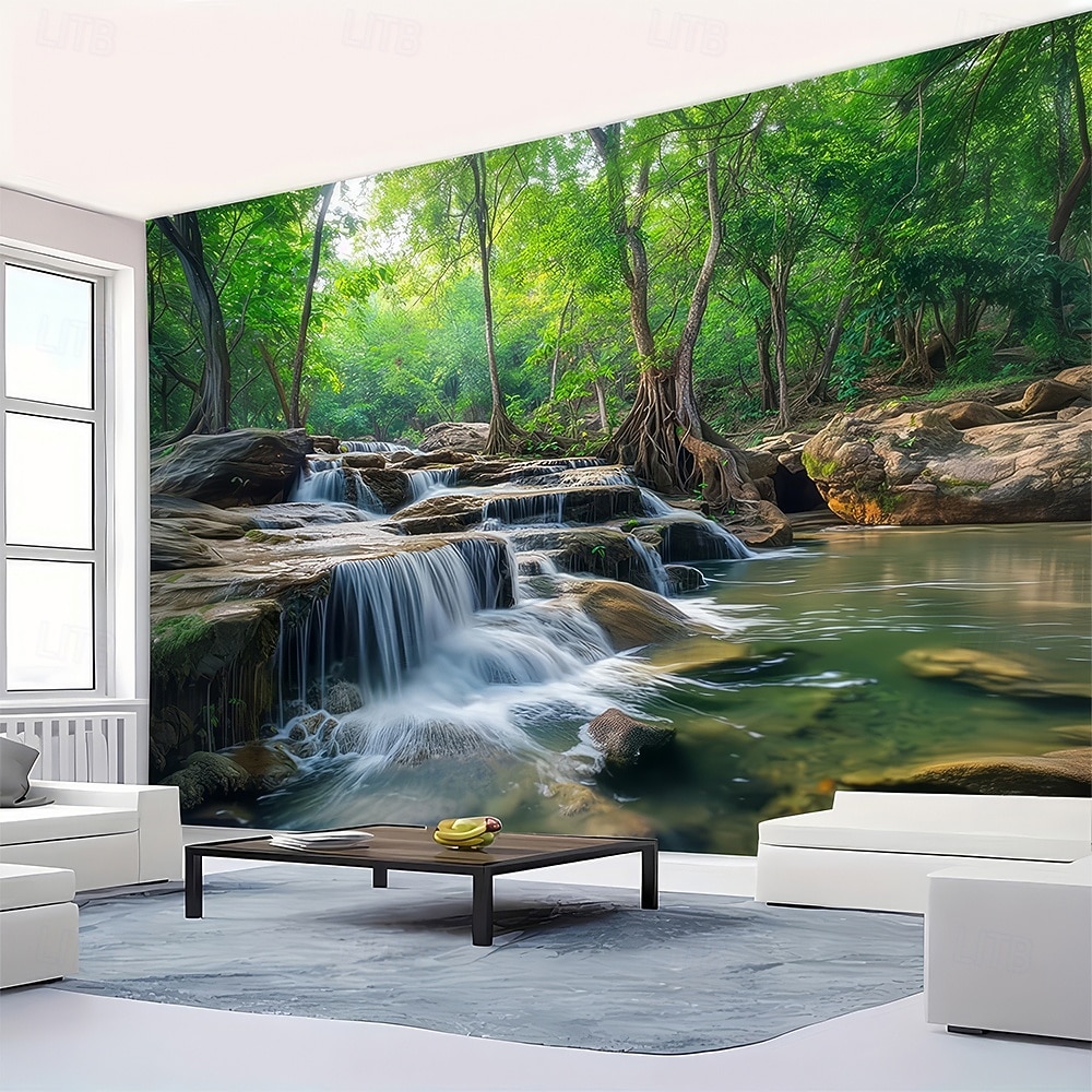 טבע נוף מפל מערה שטיח קיר טרופי יער מערה נוף אמנות לסלון חדר שינה עיצוב הבית 2026 - $19.99 –P3