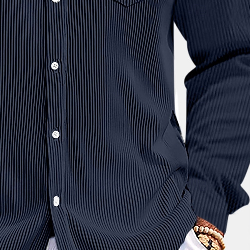 Bărbați Cămașă Textură Cămașă casual Cămasă Corduroy Camașă cu nasturi Negru Alb Vișiniu Bleumarin Trifoi Manșon Lung Simplu Guler Cămașă Casual Zilnic Buzunar frontal Îmbrăcăminte Elegant Mod 2026 - $31.99 –P9