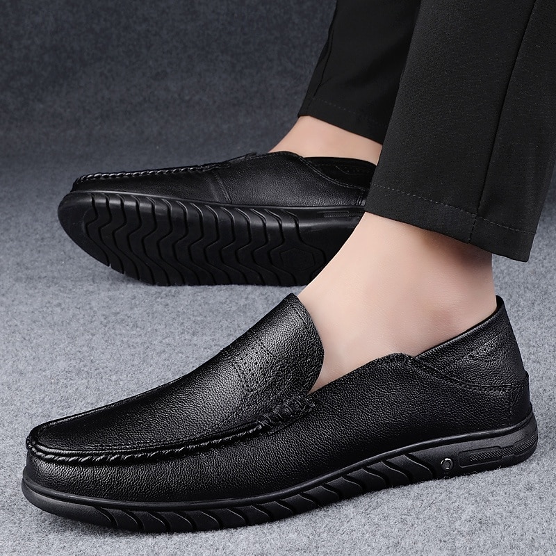 Men's White Moccasin Shoes, Genuine Faux Leather, Breathable Design, Classic Style, Comfortable for Casual Wear 2026 - $69.99 –P14