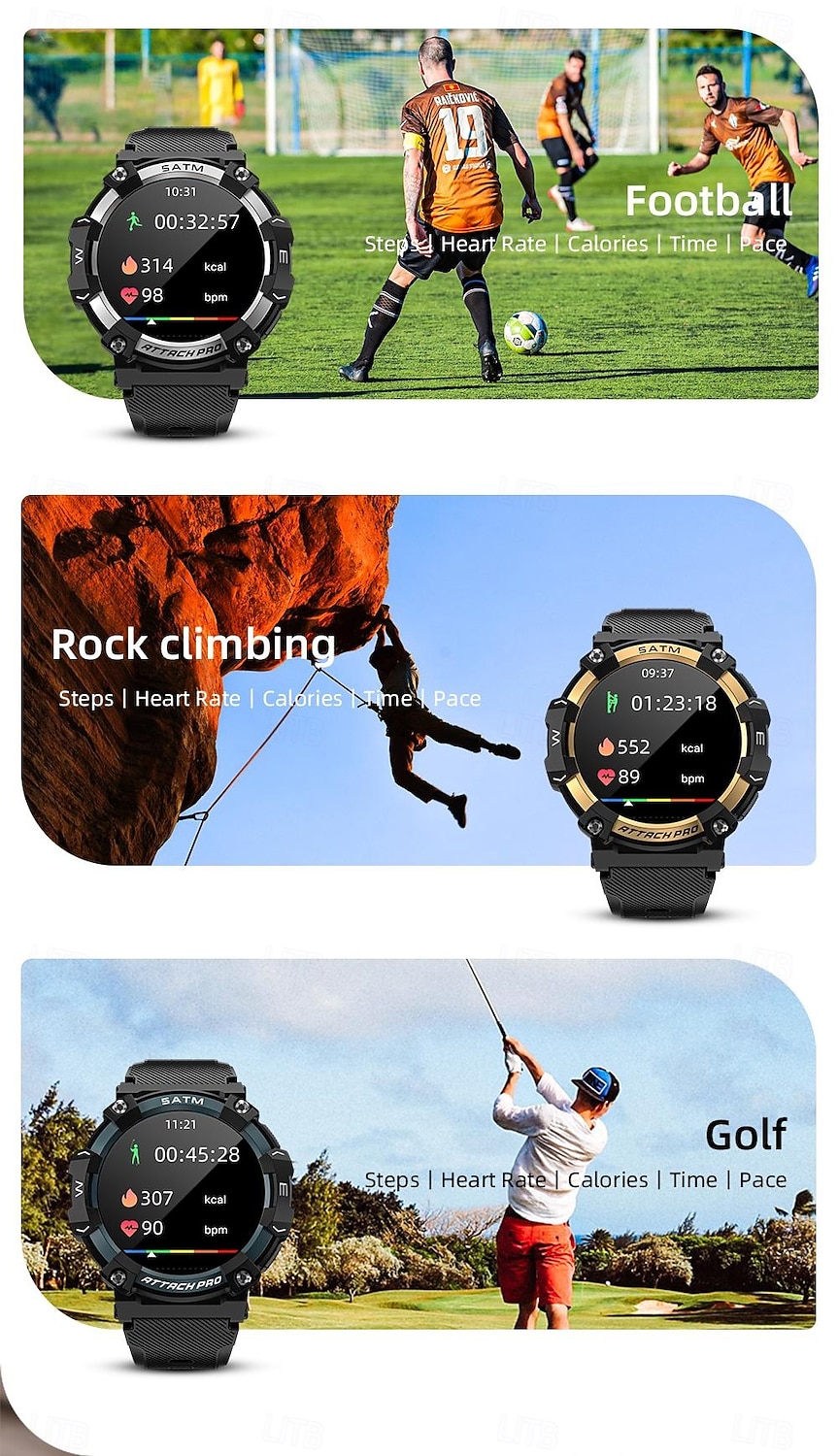 Relógio inteligente Lokmat Attack 2 Pro de 1,39 polegadas com Bluetooth, chamadas, pedômetro, lembrete de chamadas e rastreador de atividades. Compatível com Android e iOS. Unissex, com longa duração da bateria, chamadas em modo mãos-livres e à prova d'ág de 2026 por $52.99 –P8