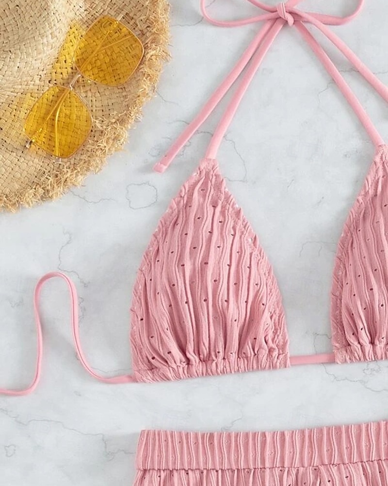 Dámské Bikinové sety 2 ks Plavky Jednobarevné Ochrana proti UV záření Elastický Bez rukávů Plavky Surfování Potápění Plavání Léto 2026 - $16.49 –P17