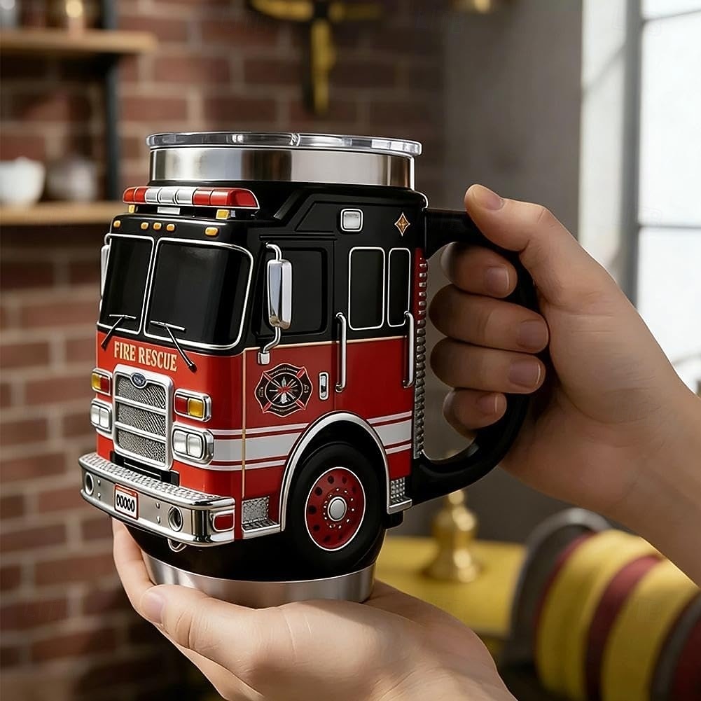Tazza da pompiere, per i più coraggiosi, tazza da caffè artigianale con camion dei pompieri, tazza da caffè con pompiere, divertente tazza 3D con camion dei pompieri, stoviglie resistenti per bevande del 2026 a $27.99 –P1