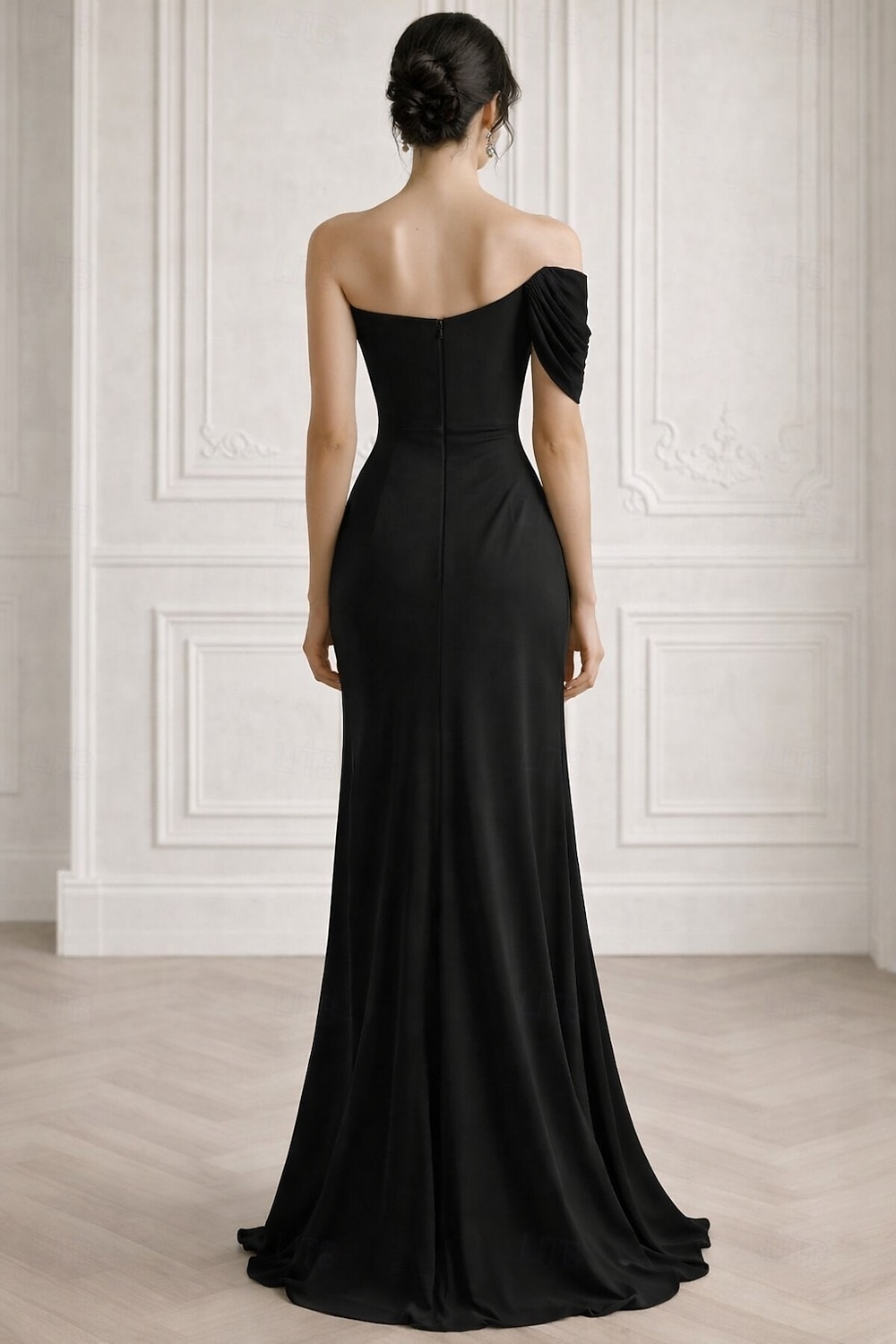 A-Line Mermaid Trumpet Floor Length Evening Gown Elegant Sleeveless One Shoulder Wedding Formal Stretch Satin with Pleats 2026 - $171.99 –P3