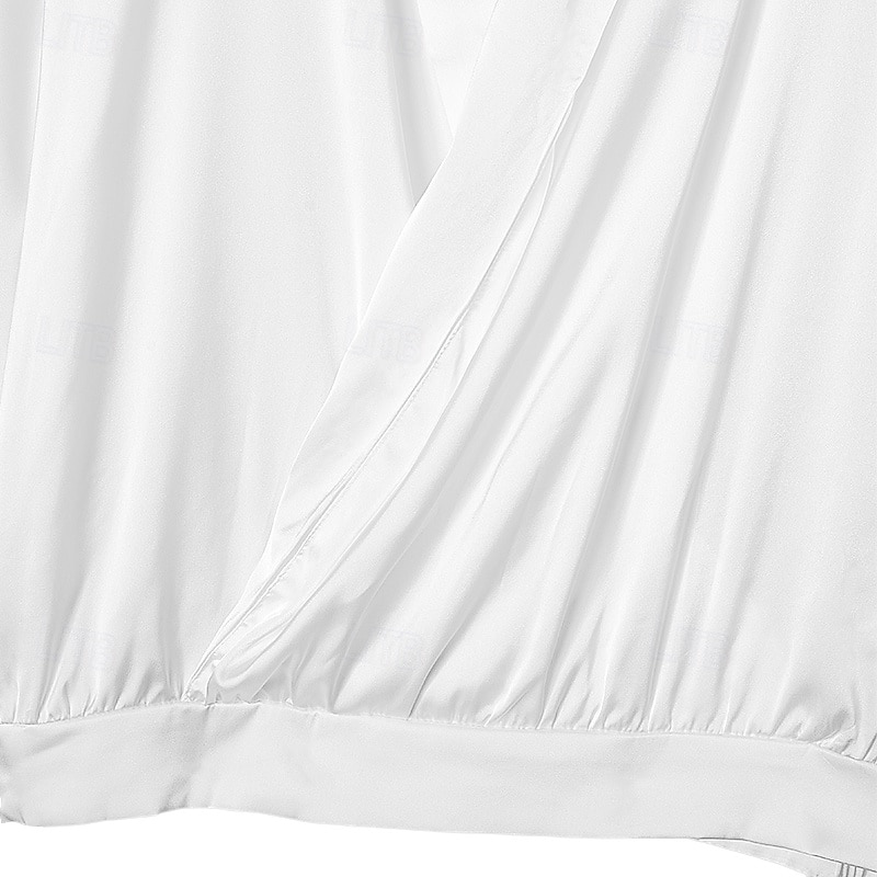 Voor heren Overhemd Zijdeachtig Satijnen overhemd Normaal shirt Galashirt Effen Formeel Bruiloft Zwart Wit Lange mouw Sjaalkraag Alle seizoenen Kleding 2026 - $25.99 –P7