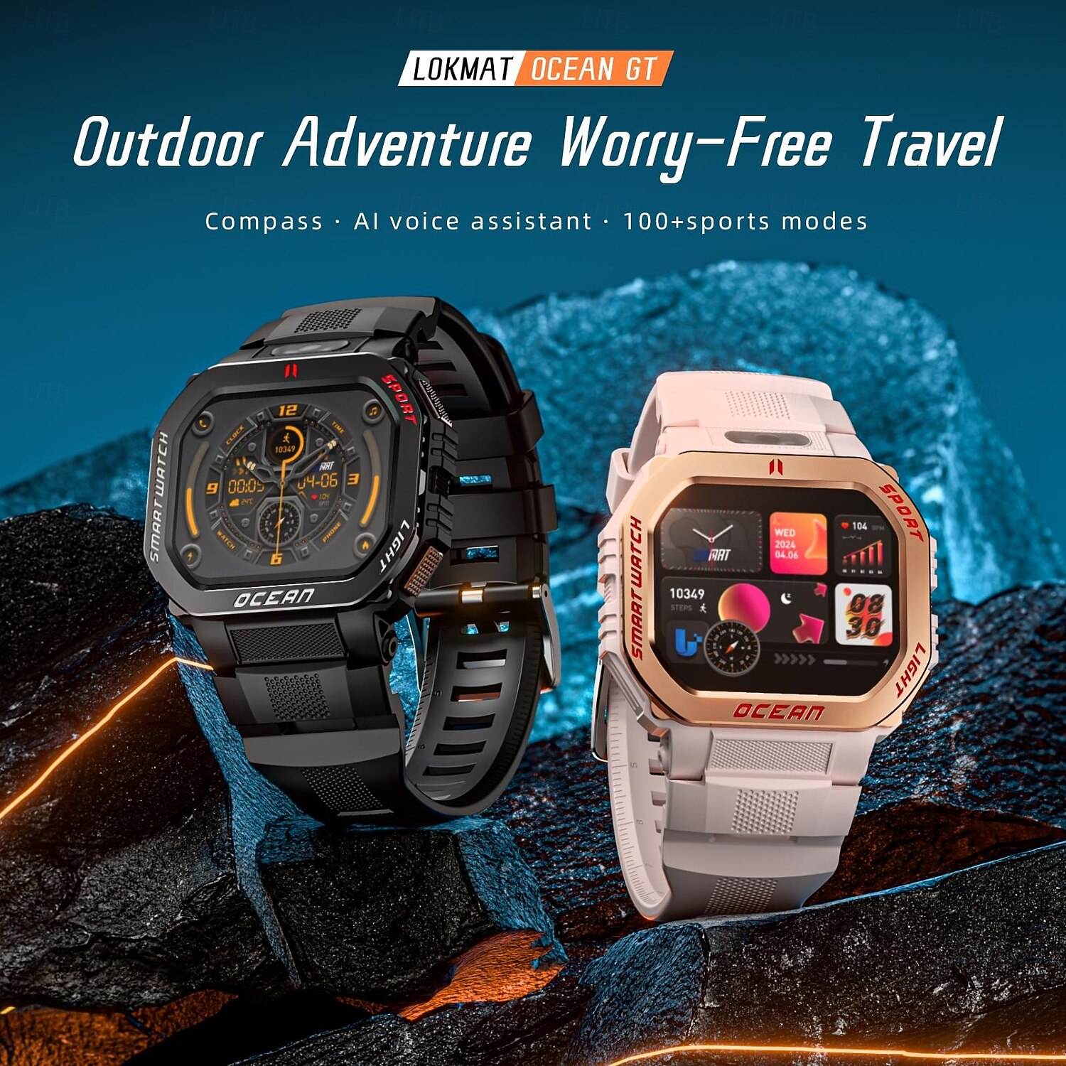 LOKMAT OCEAN GT Smart Watch 1.75 inch Bluetooth Calling Smartwatch Pedometer Call Reminder Activity Tracker Compatible with Android iOS Unisex Long Standby Hands-Free Calls Waterproof IP68 51mm Watch 2026 - $51.99 –P1