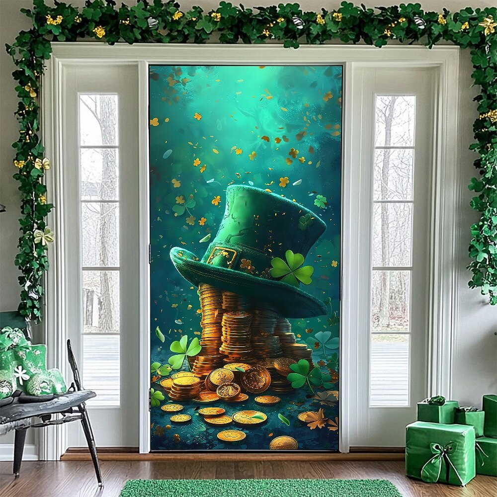 St. Patrick's Day Posters Door Cover Outdoor Banners Green Hat Cute 3D Fantasy Party Dorm Teens Room College Dorm Guys Man Cave Frat Bedroom Shooting Backgrounds Home Decor 2026 - $17.99 –P3
