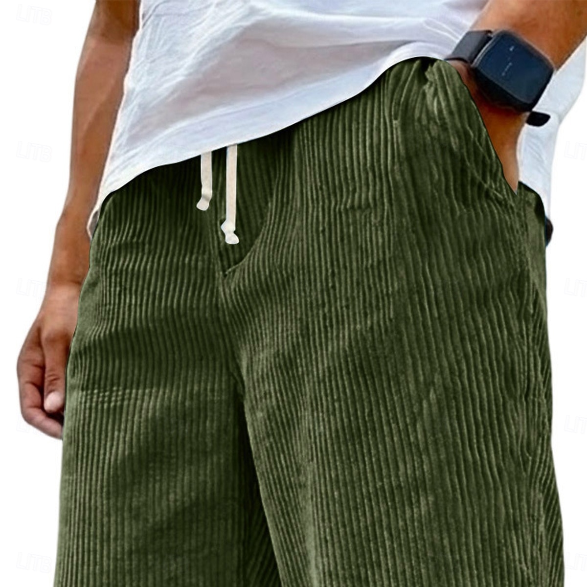Voor heren Broek Corduroybroek Wijde broek Vrijetijdsbroek Trekkoord Elastische taille Effen Comfort Ademend Volledige lengte Casual Dagelijks Buiten Modieus Streetwear blauw Zwart Micro-elastisch 2026 - $25.99 –P2