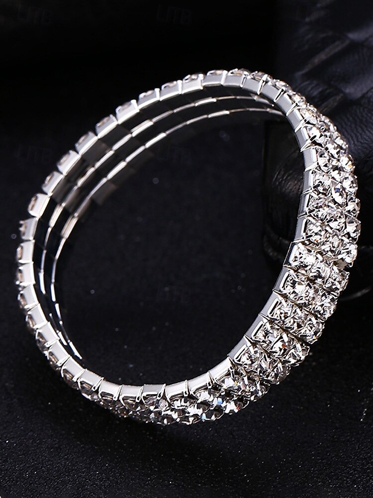 Dámský náramek na kotník s křišťálovými kamínky, materiál slitina s možností výběru šířky, elegantní třpytivý styl pro svatby, večírky, večerní akce a formální příležitosti 2026 - $7.99 –P7