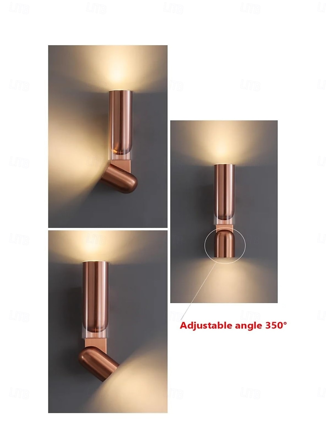 Applique murale de luxe en acier inoxydable noir et or rose, projecteur LED décoratif à angle réglable, lustre de 2026 ? $220.69 –P7