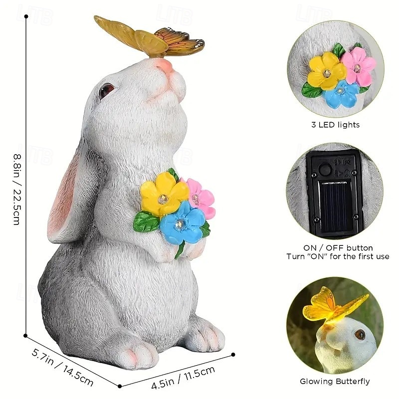Outdoor Solar Cat & Bunny Decorative Lights, Waterproof Resin Figurine Lamps, Garden, Yard, Pathway Lighting, Easter Holiday Decor, Landscape Accent Lights for Lawn, Outdoor Decoration 2026 - $28.99 –P11