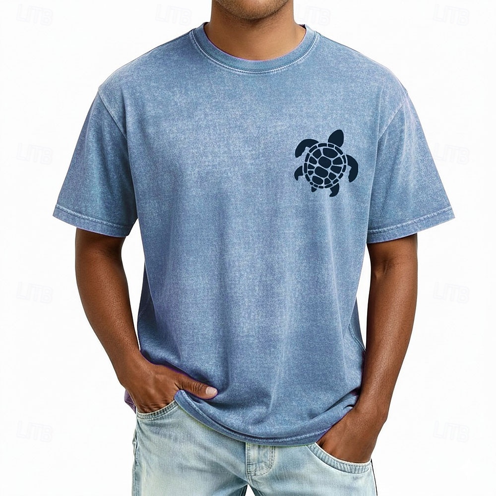 Per uomo Tartaruga Maglietta Manica Corta maglietta Lavaggio acido Girocollo Camicia Vintage Retrò Casuale Spiaggia Viaggio Blu Viola Grigio Estate Primavera Abbigliamento M L XL 2XL 3XL del 2026 a $21.99 –P1