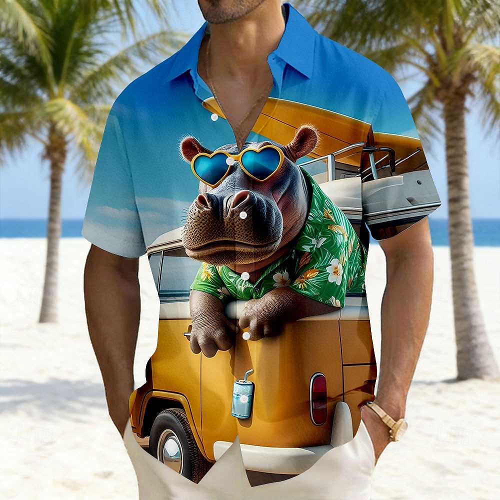 Per uomo Animale Cartoni animati Ippopotamo Camicia hawaiana estiva Camicia con Bottoni Camicia Aloha Manica Corta Divertente Vacanza Ferie Abbigliamento mare Estate Primavera Collo ripiegato Stampa del 2026 a $25.99 –P1